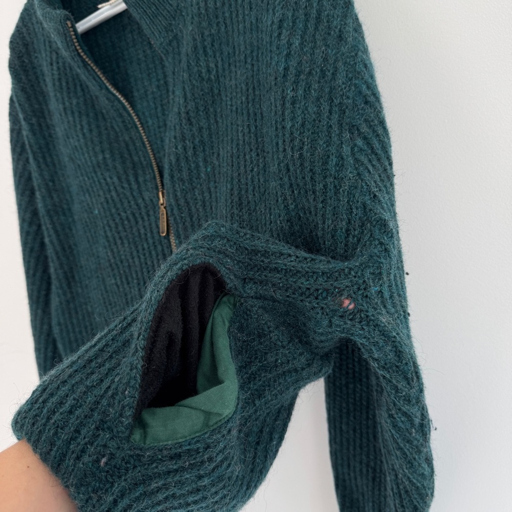 Vintage L.L.Bean Wool Alpaca Sweater Made in USA Chunky Knit Forest Green Mens L - Picture 16 of 16